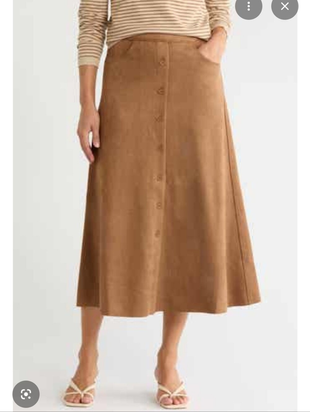 Nwt L $158 Max Studio Faux Suede A-Line Midi Skirt in Camel Brown
